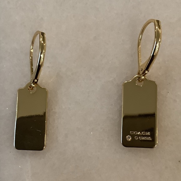 Coach Quilted C Swarovski Crystals Drop Earrings, Brand New - Picture 2 of 3